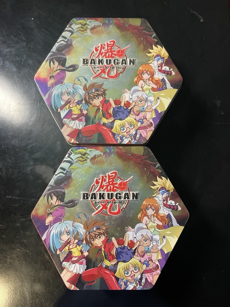 Bakugan Battle Brawlers Spin Master Metal Tins Figures G-Power Boost Cards Lot