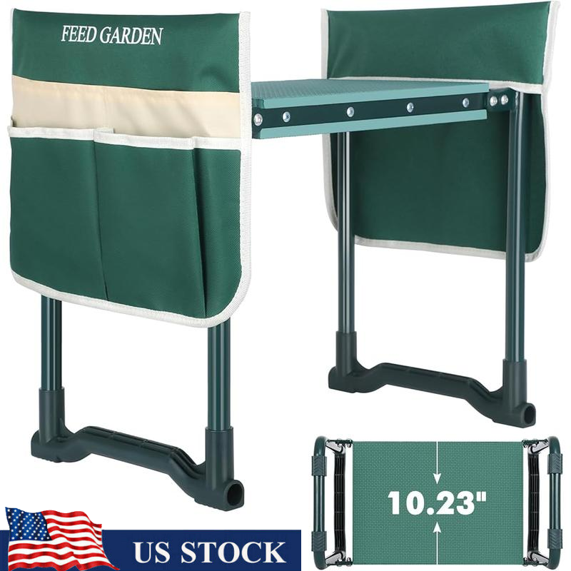 Heavy Duty Garden Kneeler and Seat Stool with Tool Pouches for Seniors