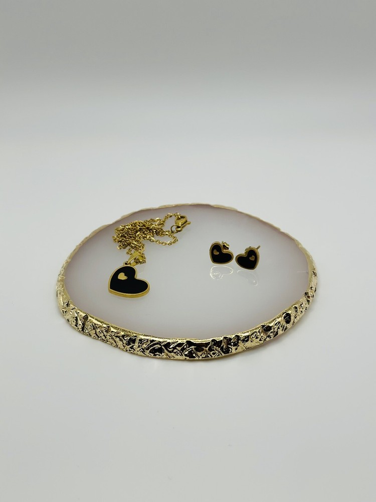 Valentine's Day gift set - stainless steel enamel heart earrings and necklace-image