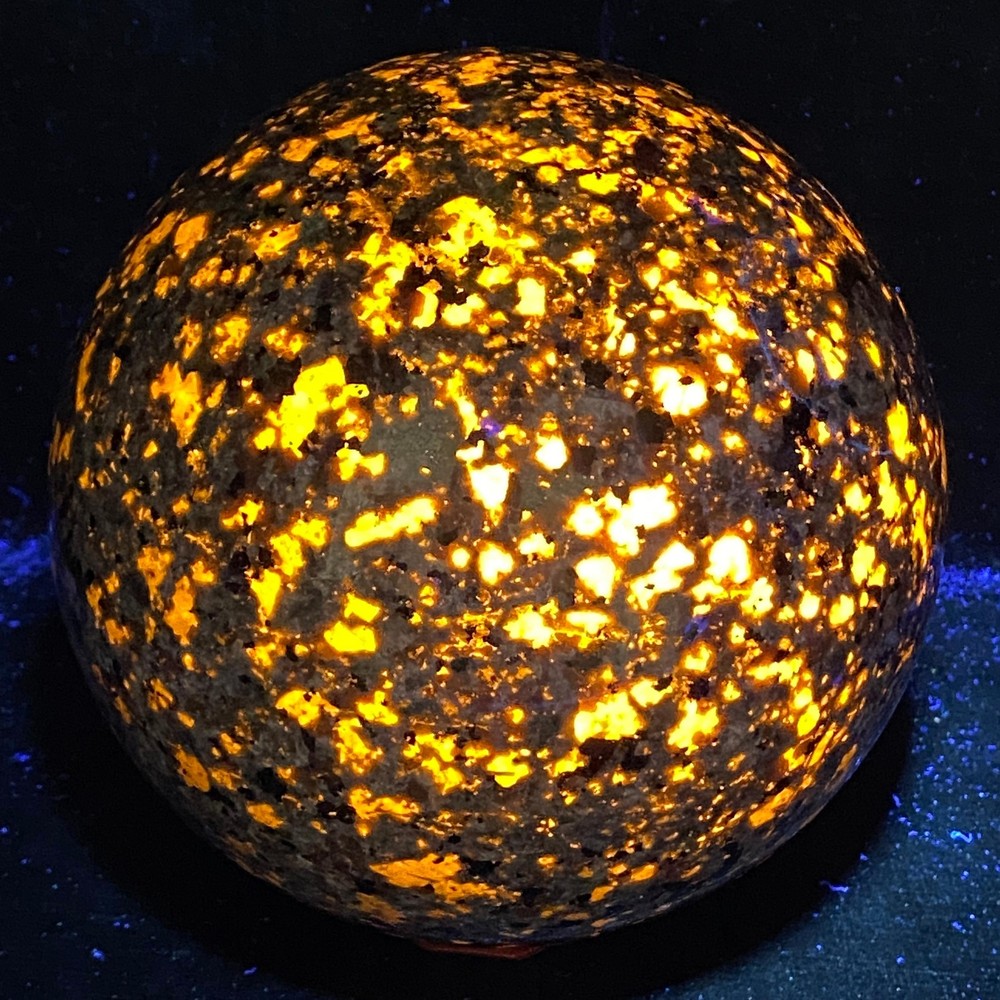 Natural Flames UV-Reactive 4320G Crystal Sphere for Reiki Healing