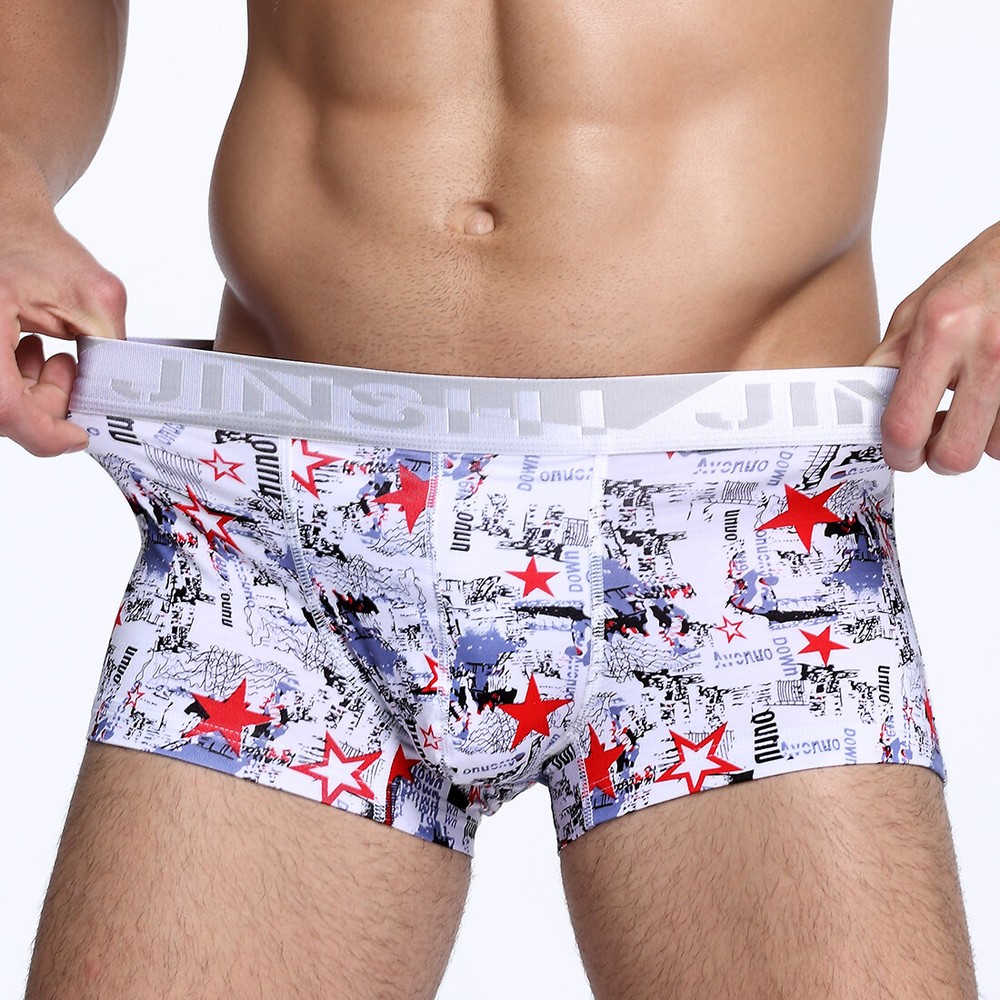 Mens Short Boxer Briefs Comfort Fit 3D Bag Soft Breathable Printed Underwear