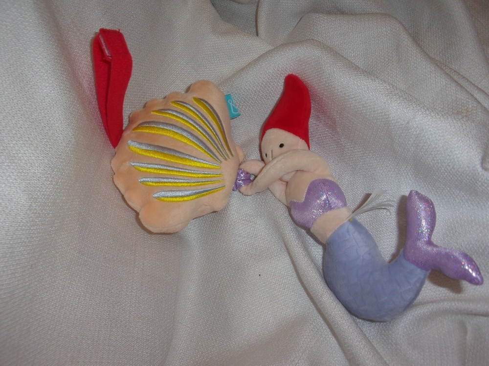 manhattan toy mermaid musical crib clam shell red hair purple baby plush 12