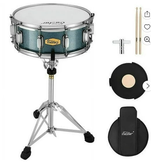 Eastar Beginner Snare Drum Set with Stand Sticks and Mute Practice Pad  