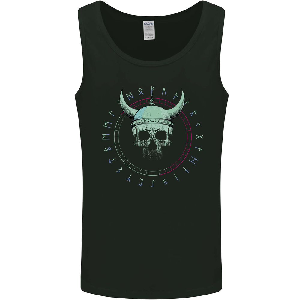 Viking Skull Runic Text Mens Vest Tank Top
