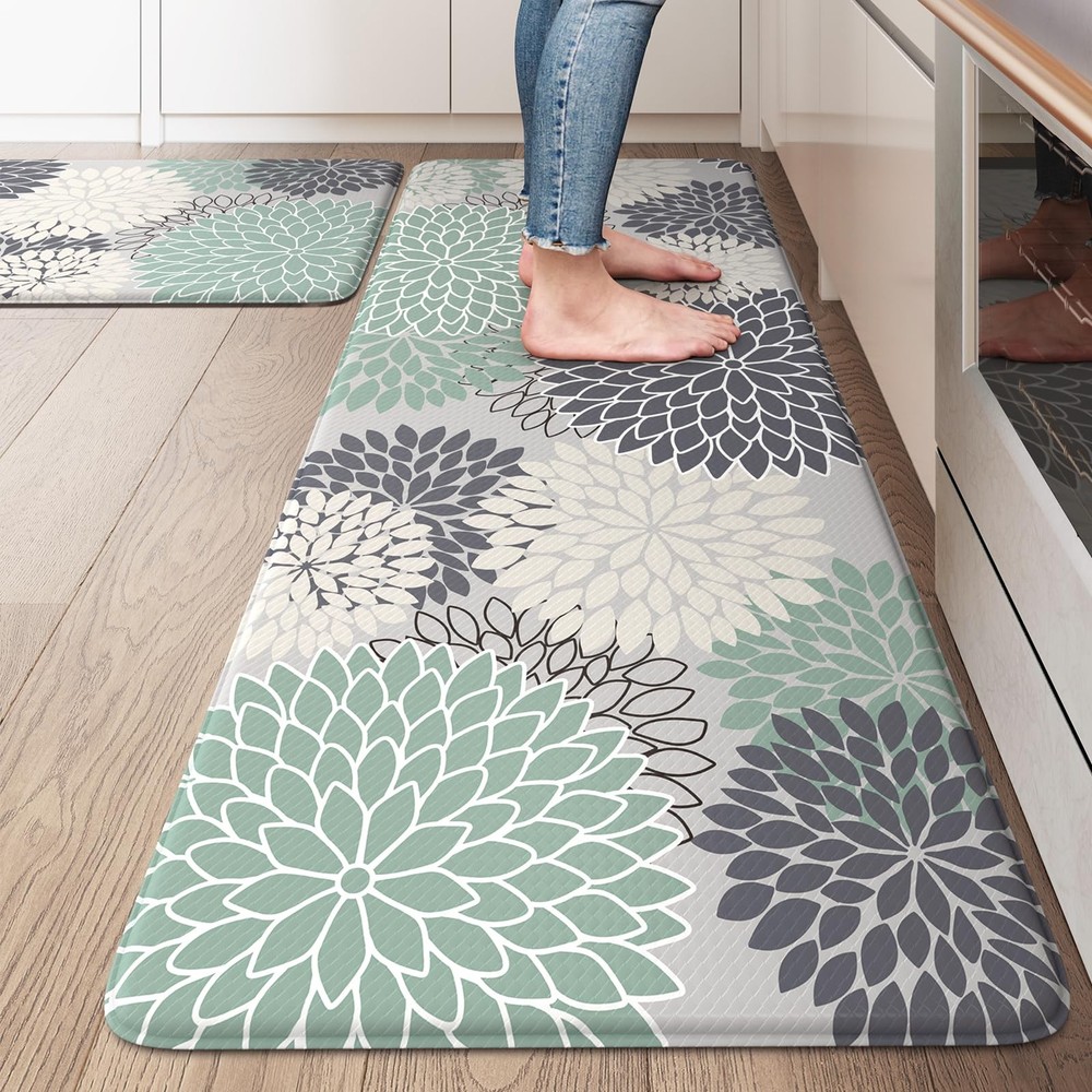KIMODE 2-Pack Anti-Fatigue Kitchen Mats Cushioned Ergonomic Standing Rugs