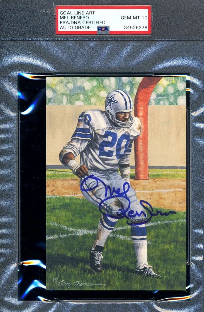 Mel Renfro Gem Mint 10 PSA DNA Slabbed Signed Goal Line Art Card Autograph GLAC