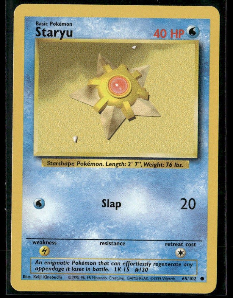 1999 Pokémon Staryu #65/102 Holo Rare Card