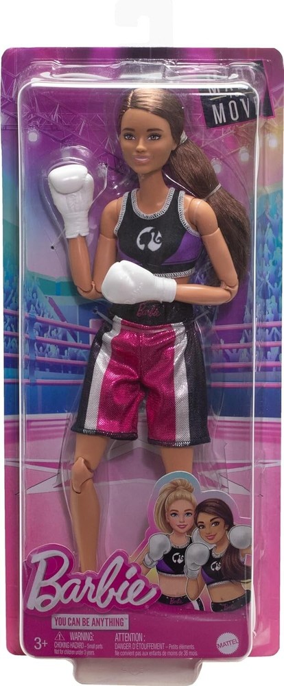 Barbie Made to Move Doll & Accessories, Brunette Boxer (HRG40)