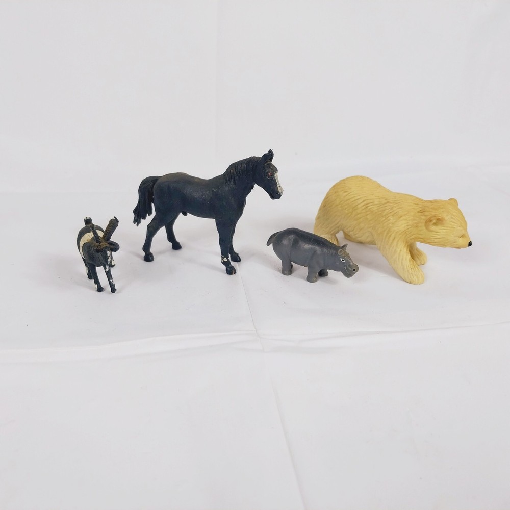 Vintage Miniature Animal Figurines Horse Polar Bear Hippo Set