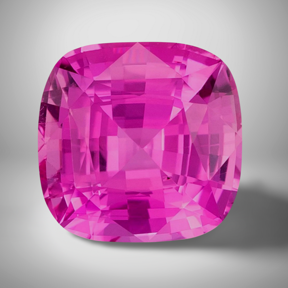 Pink Sapphire Cushion Cut Gemstone 6.1 Cts - 13 mm AAA+ Loose Gem
