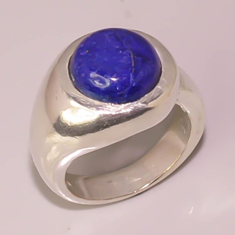 Blue Lapis Lazuli Woman Gemstone Jewelry 925 STERLING SILVER PLATED RING 7.5