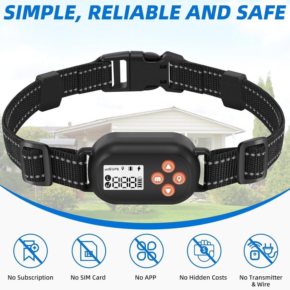 Wireless GPS Dog Fence with Waterproof Collar – 33 to 999 Yards Range, No Wires Needed