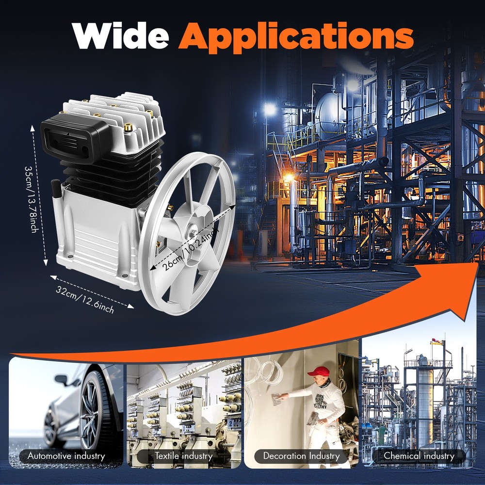 Air Compressor Pump Head, Single Stage Twin Cylinder Air Compressor Pump Head