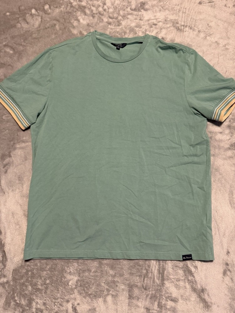 Ben Sherman Mens Crew Neck Short Sleeve Bay Leaf Green T-Shirt Size Large
