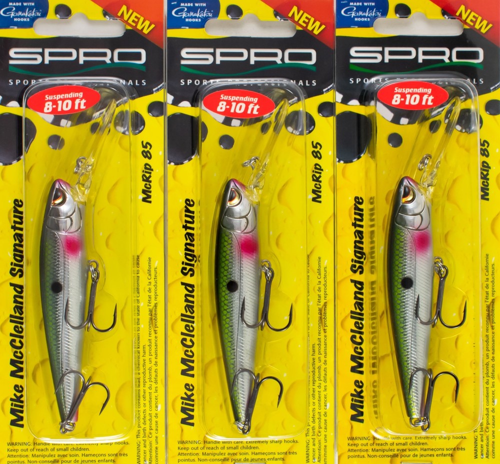 (LOT OF 3) SPRO MCRIP 85 JERKBAIT 1/2OZ SMR85CSD #02 CHROME SHAD L4354