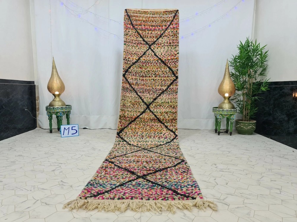 Geometric Moroccan Berber Wool Rug Color Multicolor Handmade Design Carpet Rug