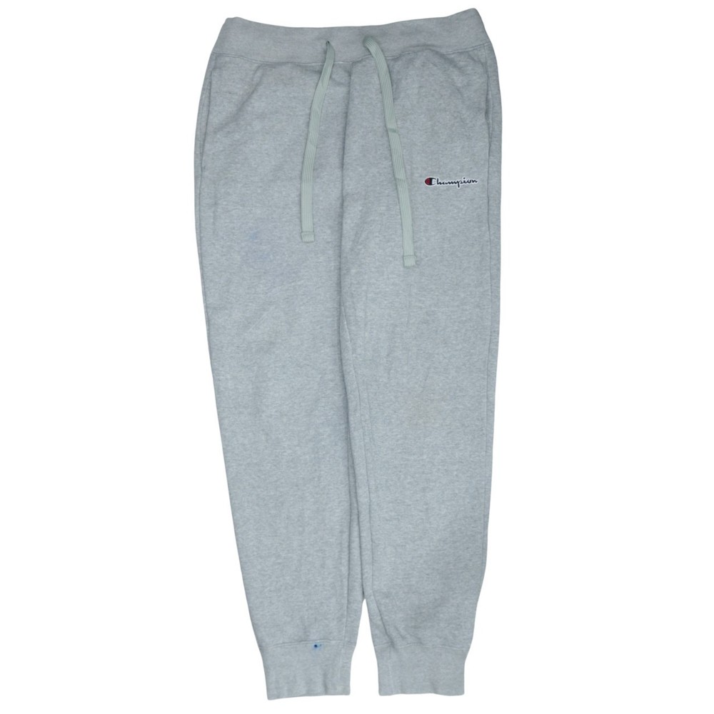Champion Mens Joggers Grey Fleece Relaxed Fit Elastic Waist Embroidered Logo L