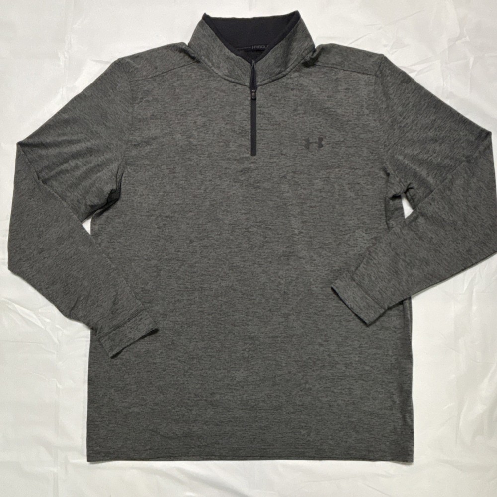 Under Armour HeatGear Golf 1/4 Zip Long Sleeve Polo Shirt XL Gray