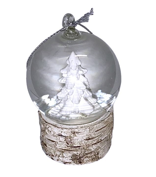 Snow Globe White Christmas Tree Birch Rustic Ornament NWT Seasonal Decor-image