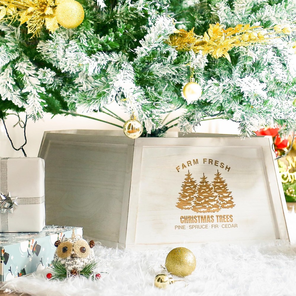 Christmas Tree Collar for Artificial Trees - 30.7 Inch Decorative Skirt Base for Pencil Trees  