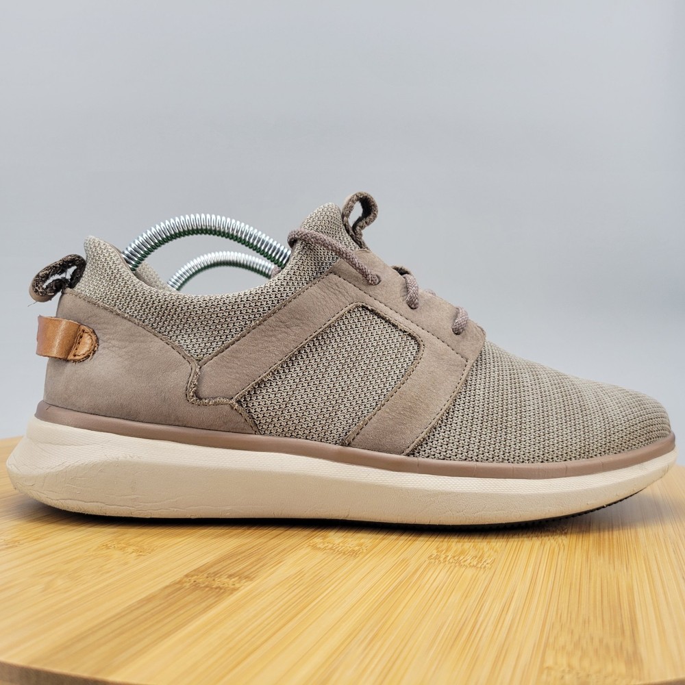Clarks Un Globe Lace Mens Size 8.5 Taupe Leather Textile Sneakers No Insoles