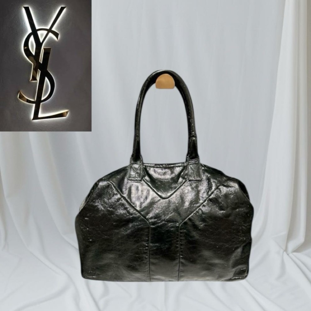 YSL Yves Saint Laurent Black Leather Handle Bag Authentic F06221995