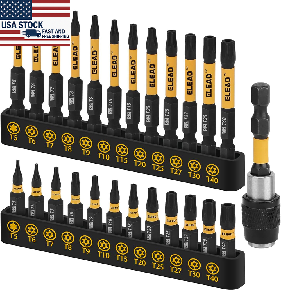 25-Piece Tamper Proof Torx Bit Set T4-T40 Security Bits