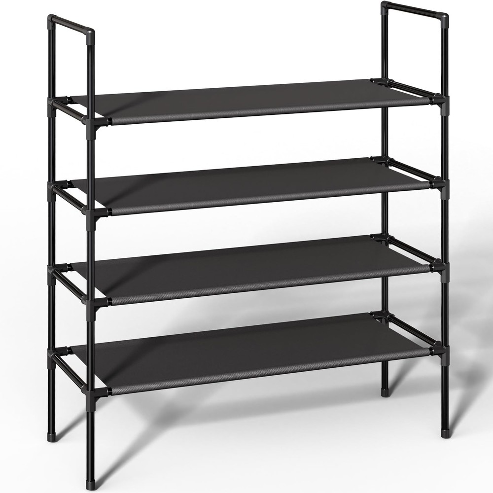 4-Tier Shoe Rack Organizer with Non-Woven Fabric for Closet Garage Storage