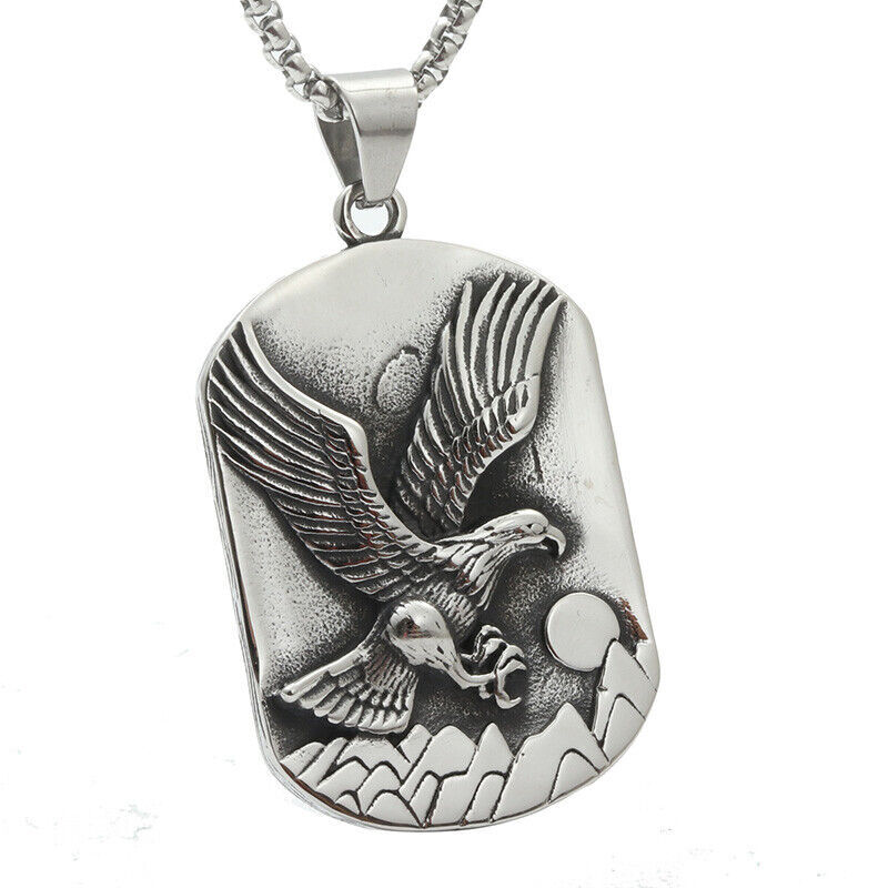 Vintage Spiritual Stainless Steel Men Eagle Pendant Necklace Jewelry Men Jewelry