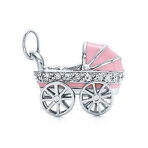 Tiffany Baby Carriage Pram Necklace in Platinum 950 with Diamonds
