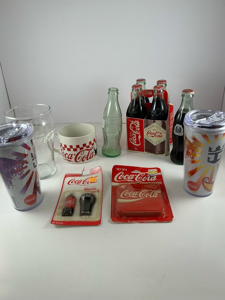 Collection of Various Coca-Cola Memorabilia items Glassware, Coasters, Cups, etc