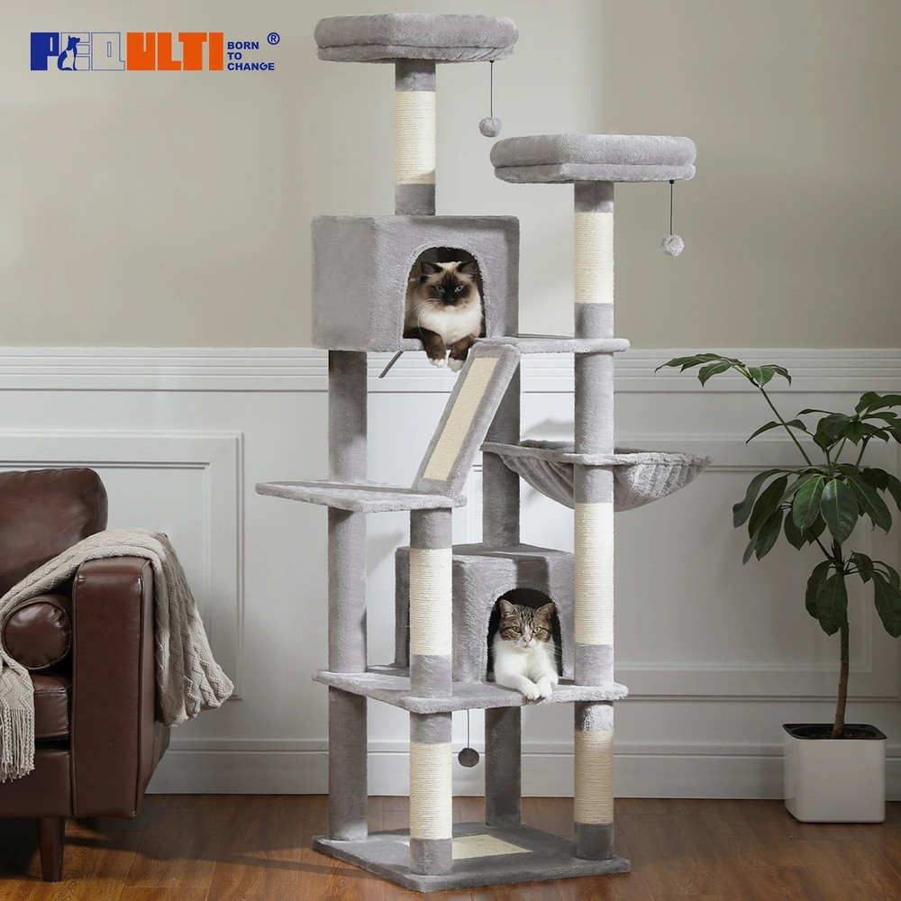 Large Cat Tree Tall Cat Tower - PAWZ Road Multi-Level Plush Cat Condo with Scrat