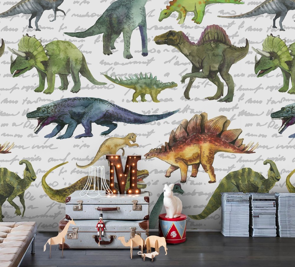 3D Dinosaur Animal Watercolor Wall Murals Wallpaper Murals Wall Sticker
