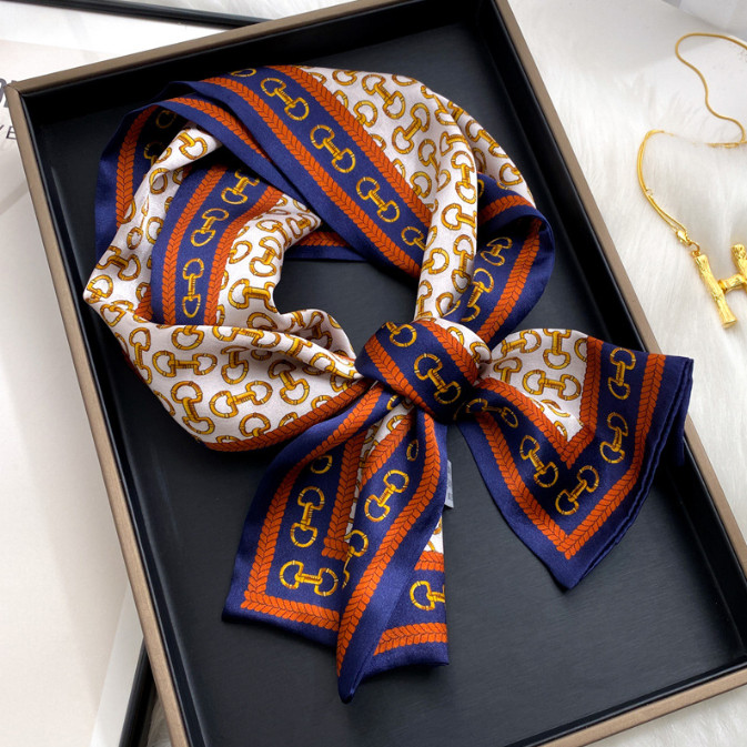 100% Mulberry Silk Scarf 150X15CM Double-Sided Print Women’s Long Scarf