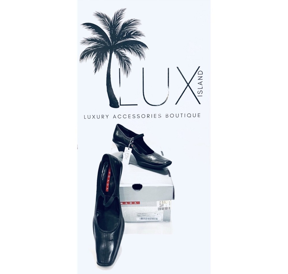 Prada Black Leather Mary Jane Heels for Women