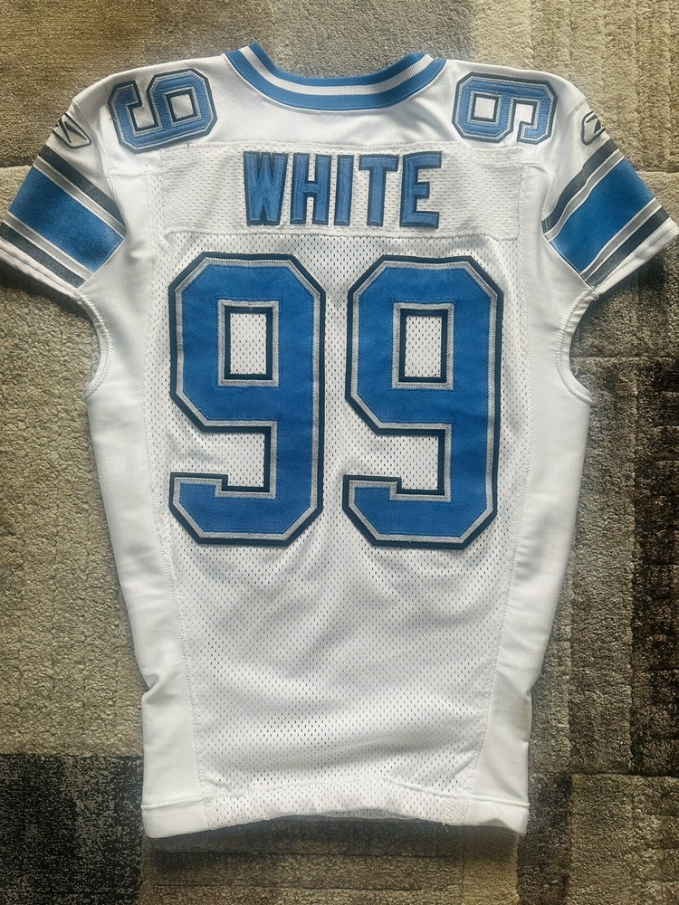 Game Worn Detroit Lions Signed Reebok RBK Dewayne White NFL Jersey Used 48