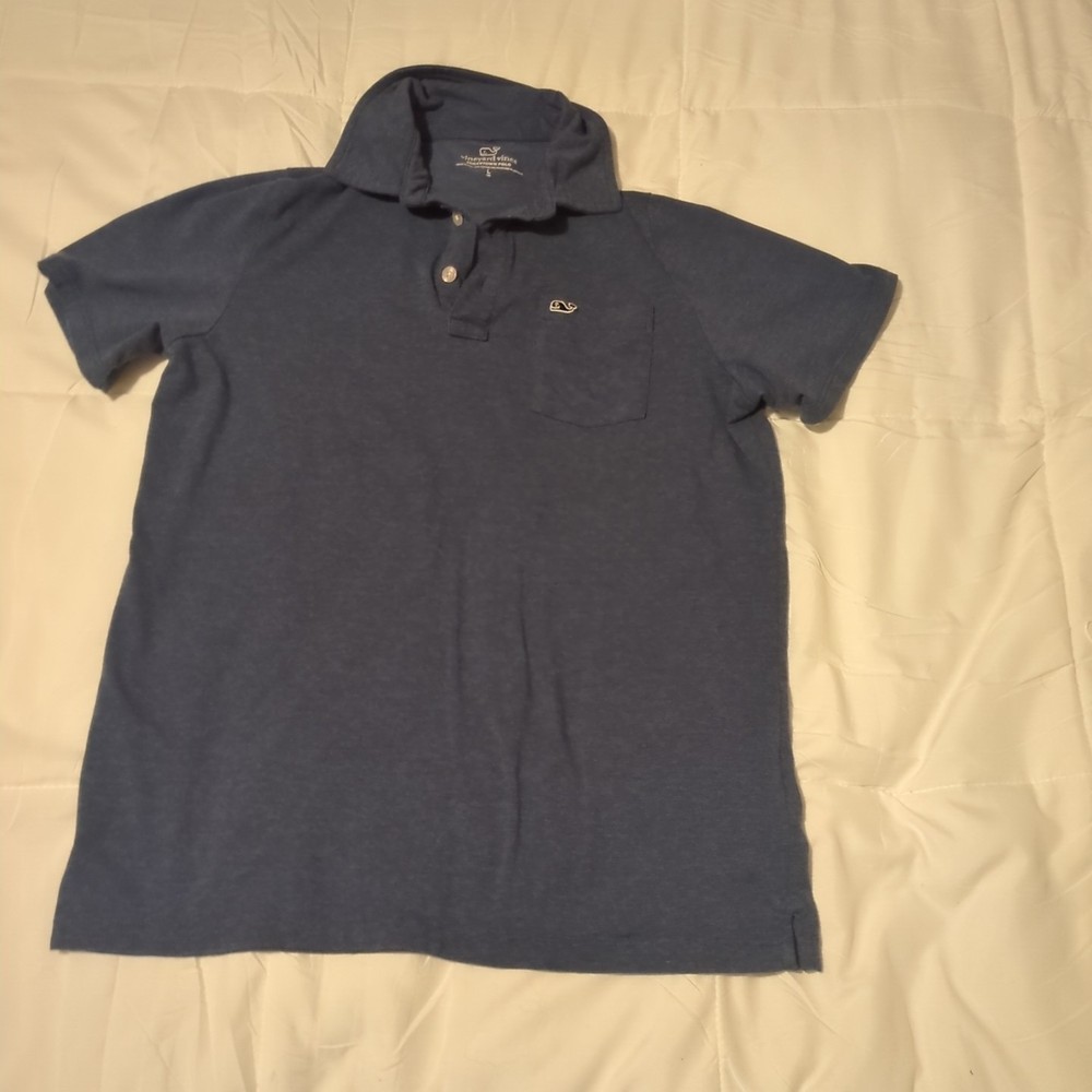 Vineyard Vines Edgartown Polo Shirt Boys Large-16 Navy Blue Short Sleeve
