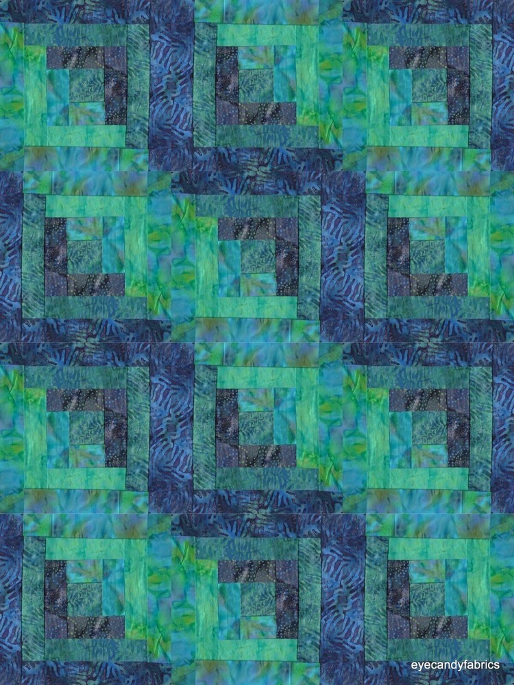 12 Block Log Cabin Quilt Kit Batik Fabric PACIFIC NIGHTS #2  Pre-cut