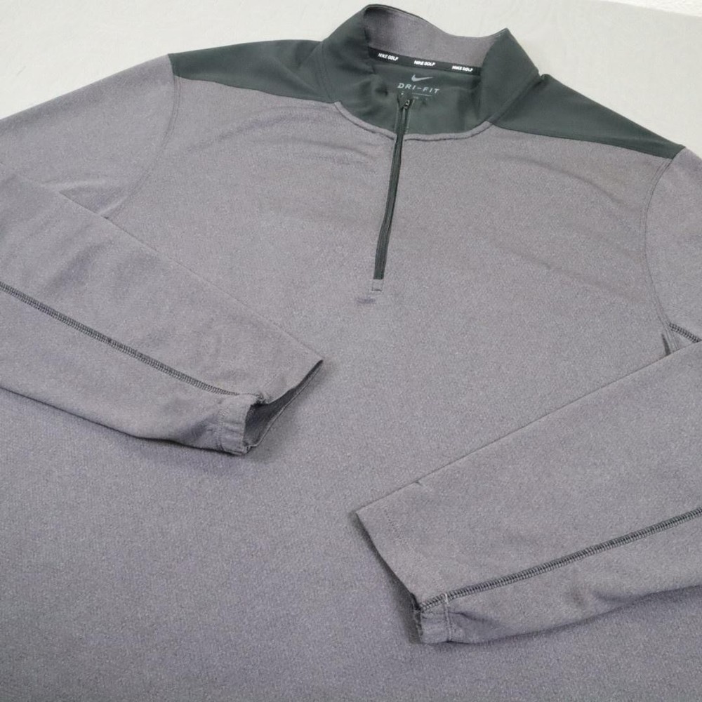 Nike Golf Dri-FIT Pullover Mens 2XL Gray 1/4 Zip Long Sleeve Golf Performance