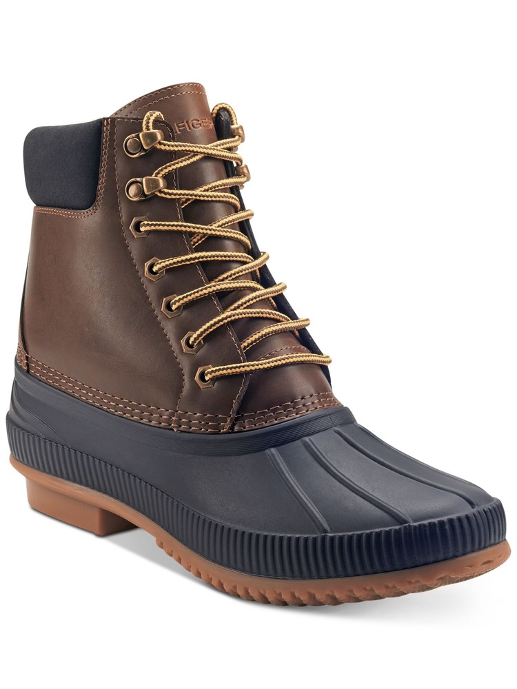 TOMMY HILFIGER Mens Brown Collar Waterproof Colins 2 Round Toe Duck Boots 8 M