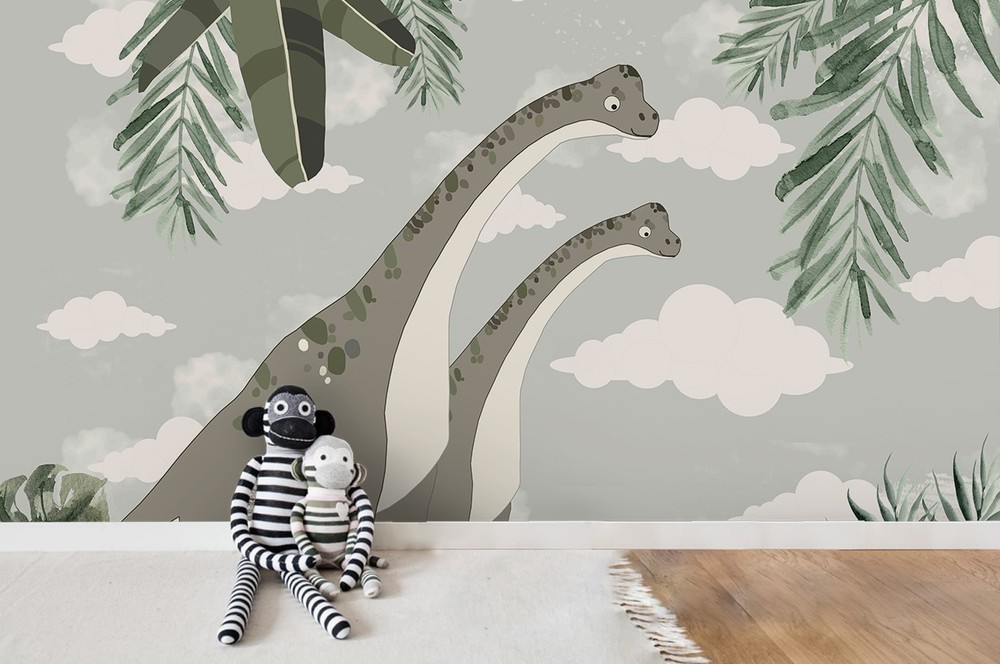 3D Dinosaurs Plants Watercolor Wall Murals Wallpaper Murals Wall Sticker