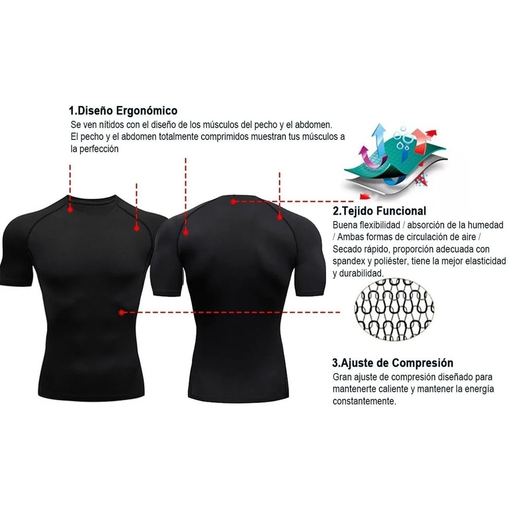 (Black L)Men's Cool Dry Short Sleeve Compression Shirts Sports T Shirt FA