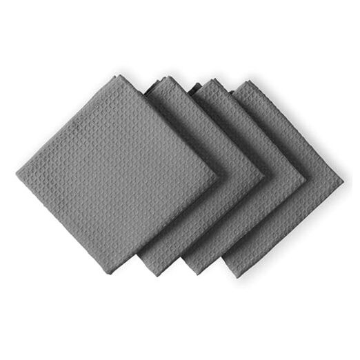 Soft Grey Waffle Kitchen Towels 4 Pack 16x26 Inches