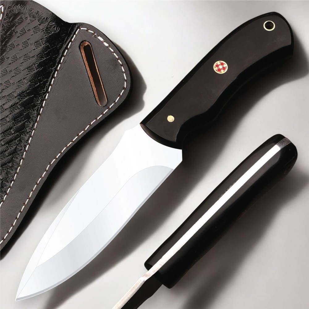 Fixed Blade Hunting Tracker Knife with Leather Sheath for Survival and Outdoor Use