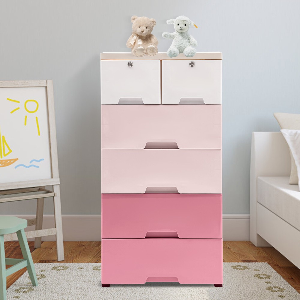 Tall Plastic Storage Cabinet with Drawers for Closet Organization