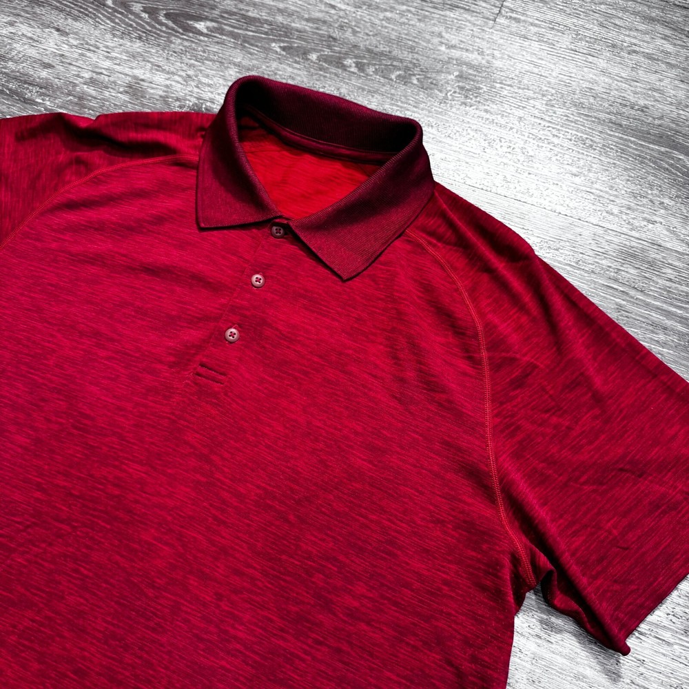 Lululemon Polo Shirt Mens XL Red Metal Vent Tech Stretch Performance Golfer Adul
