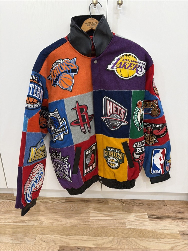 Vintage Jeff Hamilton Leather NBA Big Patch Jacket  XL Prestine Condition