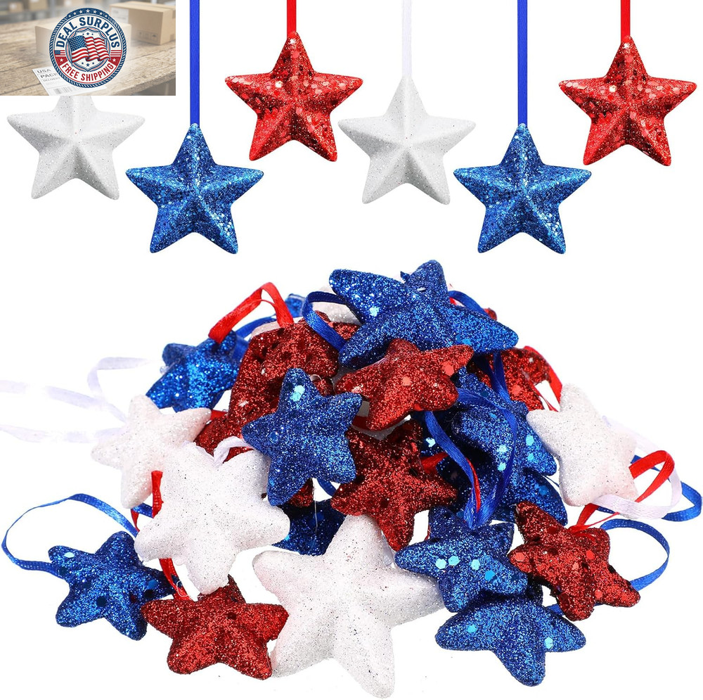 24 Pcs Memorial Day Ornaments Patriotic Hanging Decorations for Tree 4Th of July