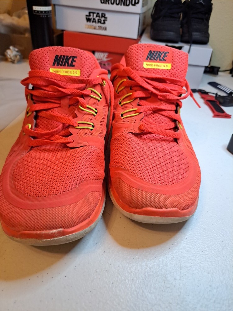 Nike Free Run 5.0 Shoes Men's 9.6 Orange Crimson Red Running Athletic Sneakers