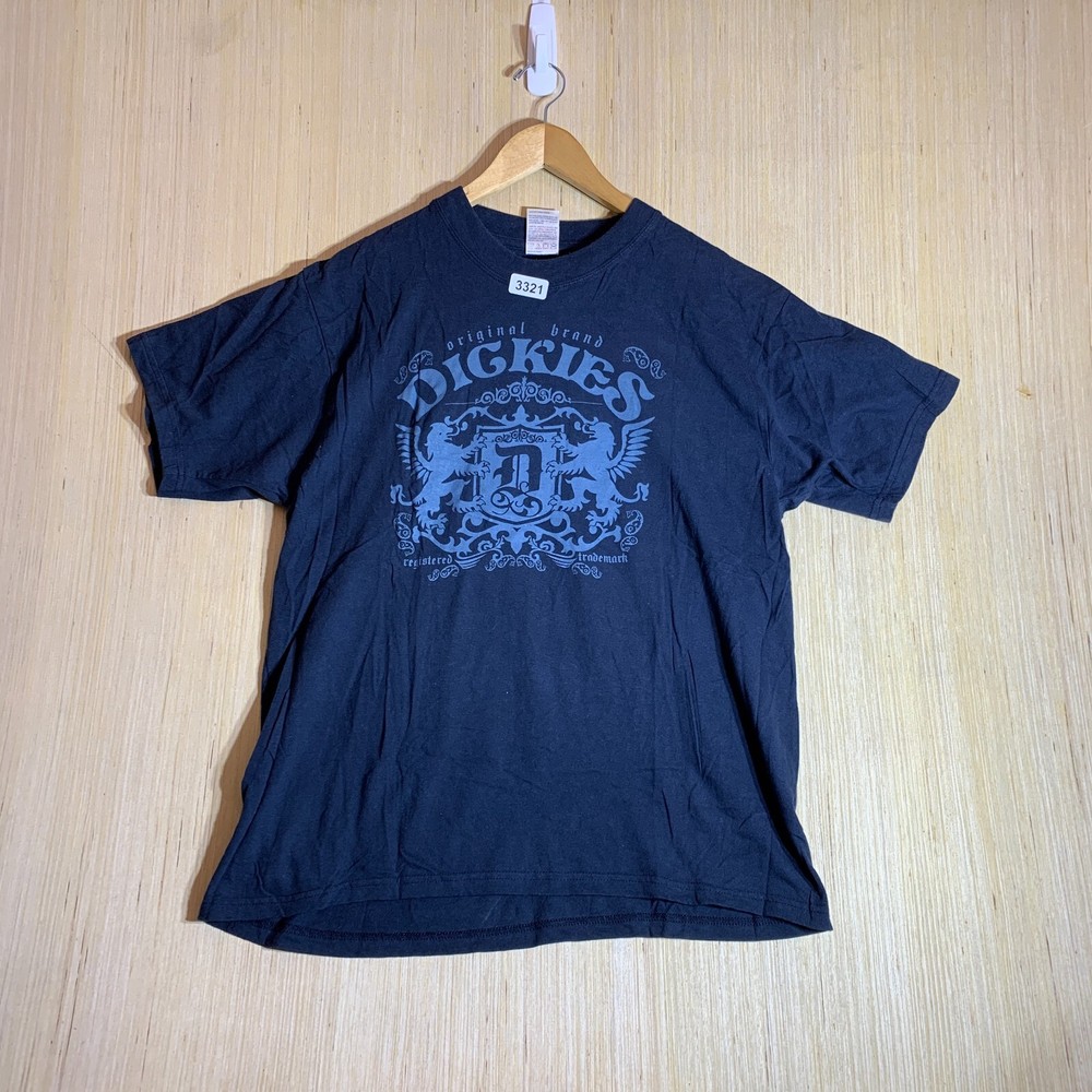 Vintage Dickies Shirt Large Blue Short Sleeve Men's Pullover Graphic Print Y2K
